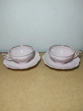 Růžový porcelán H&C – Šálek a podšálek