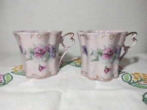 Hrnek, růžový porcelán 2 ks