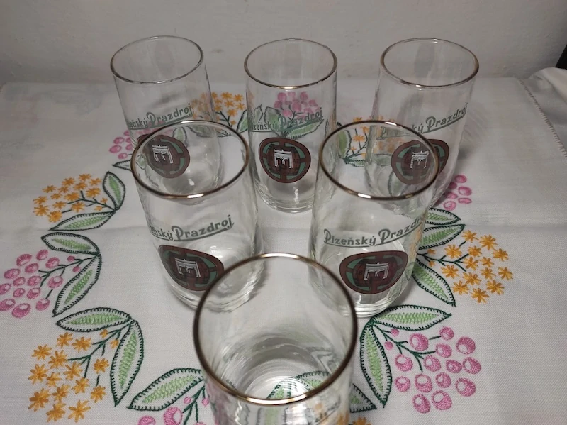 Retro sběratelské skleničky Plzeňský Prazdroj 