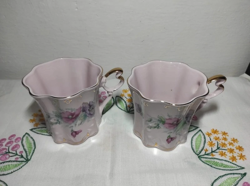 Hrnek, růžový porcelán 2 ks