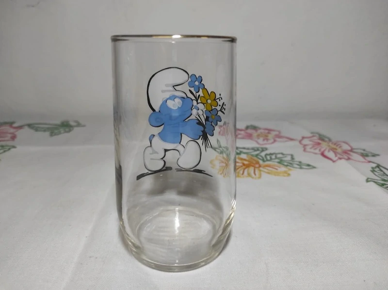 Retro sběratelská sklenička - Šmoula