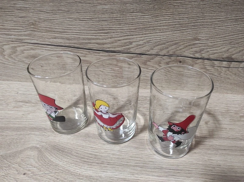Retro skleničky Manka, Cipísek a Rumcajs – sada 3 ks