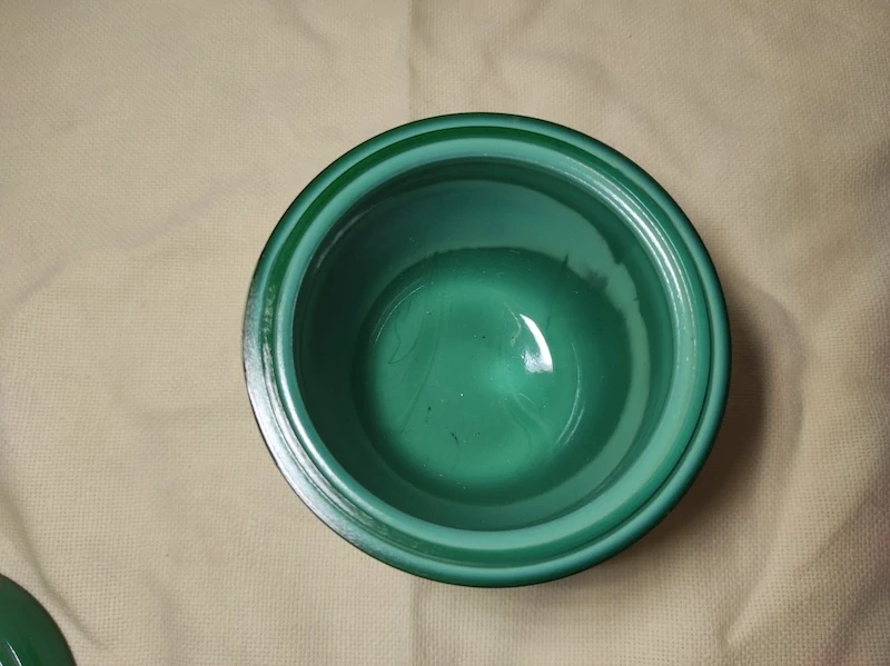 Dóza malachitové sklo 