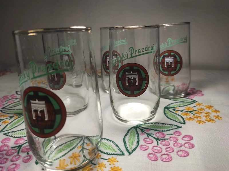 Retro sběratelské skleničky Plzeňský Prazdroj 