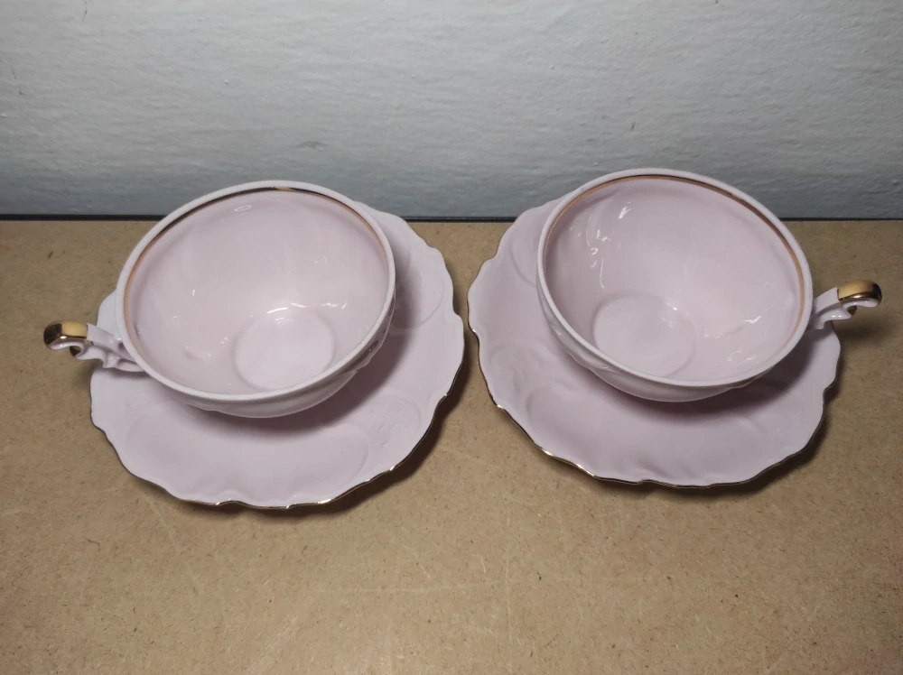 Růžový porcelán H&C – Šálek a podšálek