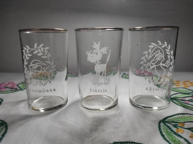 Retro dětské skleničky 3 ks