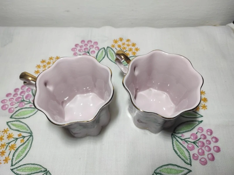 Hrnek, růžový porcelán 2 ks