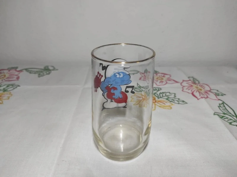 Retro sběratelská sklenička - Šmoula