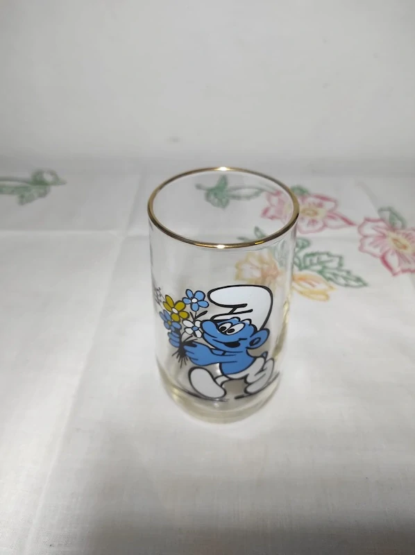 Retro sběratelská sklenička - Šmoula