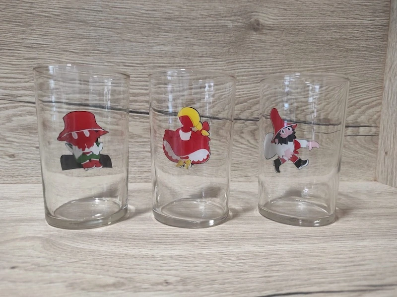 Retro skleničky Manka, Cipísek a Rumcajs – sada 3 ks