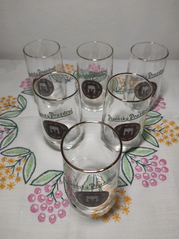 Retro sběratelské skleničky Plzeňský Prazdroj 