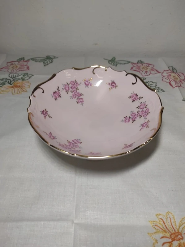 Miska na nožce růžový porcelán 