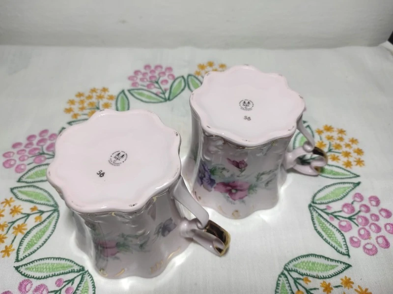 Hrnek, růžový porcelán 2 ks