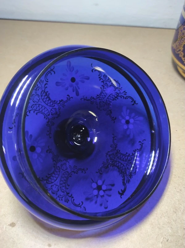 Skleněná dóza na bonbóny, cobalt 