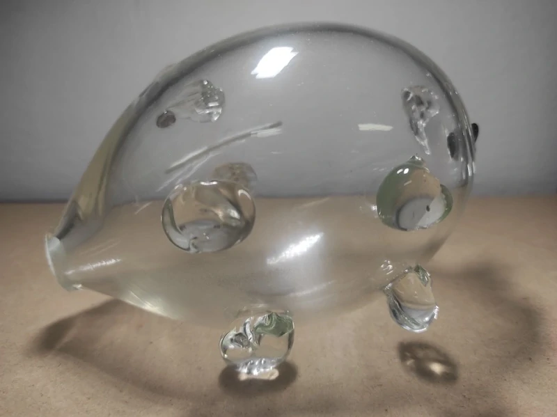 Skleněná pokladnička - prasátko 