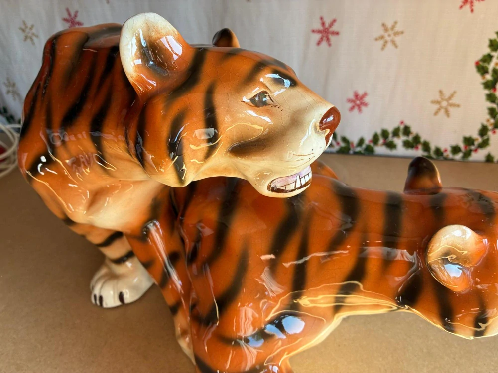 Velké porcelánové sousoší tygrů Royal Dux