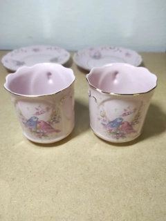 Šálek s podšálkem růžový porcelán 