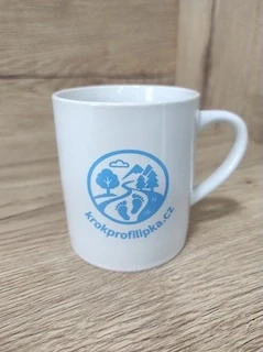 Bílý keramický hrníček s logem, objem 230 ml. č.1