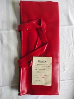 Retro červená koženková nákupní taška 